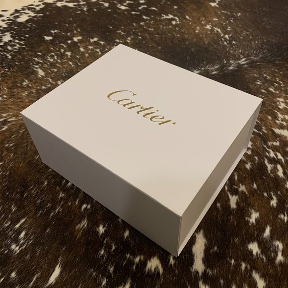 NEW White Cartier Medium Gift Box w/ Gold letters - Picture 1 of 6